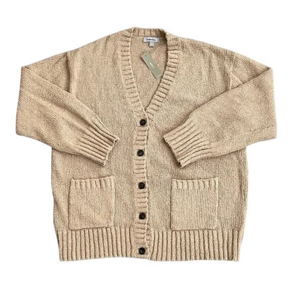 J Crew Marina V Neck Cardigan Sweater M NWT Tan Button CM461 J.Crew Prep 90s - Picture 4 of 5